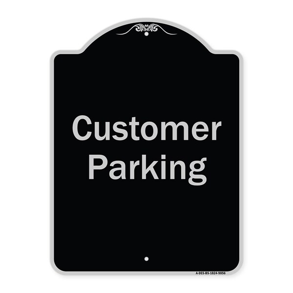 Designer Series-Customer Parking 2, Black & Silver Heavy-Gauge Aluminum, 24" x 18", BS-1824-9856
